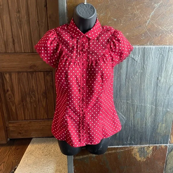 Polka Dot Button Down Blouse - Picture 2 of 2